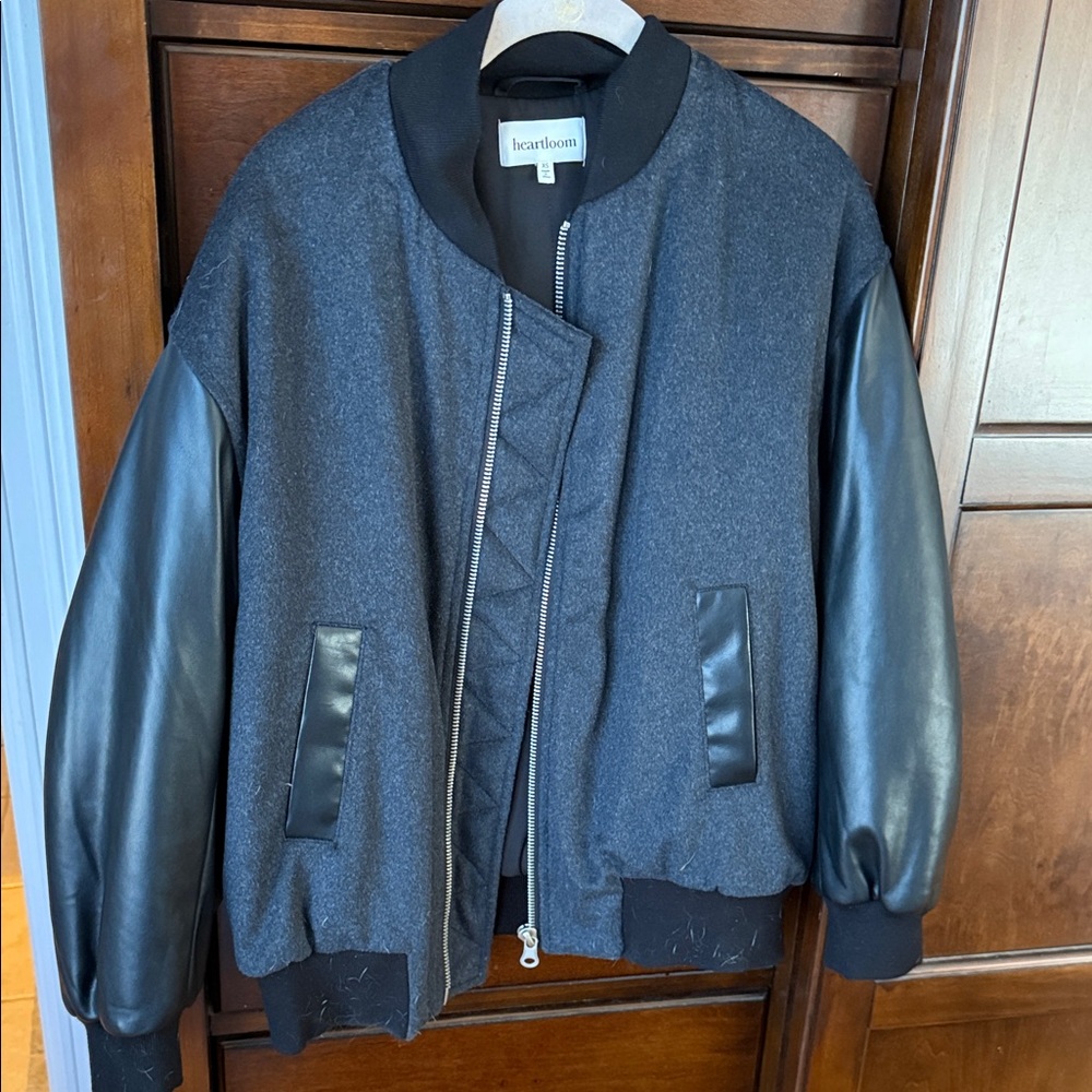 Heartloom Black and Gray Bomber Jacket